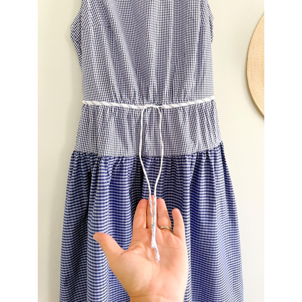 J.Crew | NWT Open-Back Midi Dress in Mixed Blue Gingham Cotton | Sz T4 - Picture 4 of 11